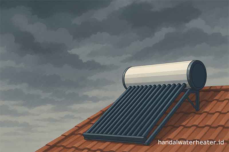 apakah solar water heater bisa bekerja saat mendung